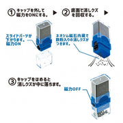Magnetic cleanup mechanism shown in blue; supplied case is pink
